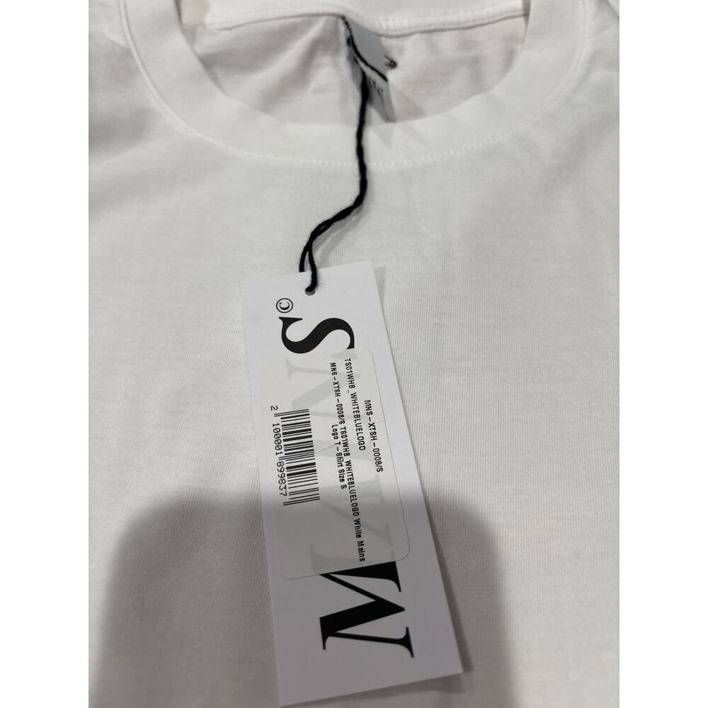 Mains London Mens White Blue Logo Tee